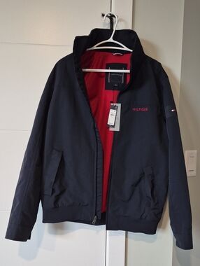 Tommy Hilfiger Navy Jacket with Red Interior Medium,